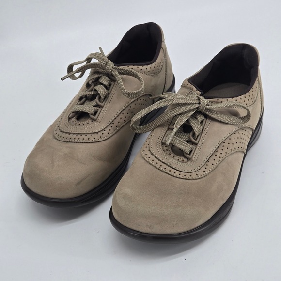 SAS Shoes - SAS Walk Easy Taupe Gray Nubuck Orthopedic Comfort Walking Shoe 8 W Wide